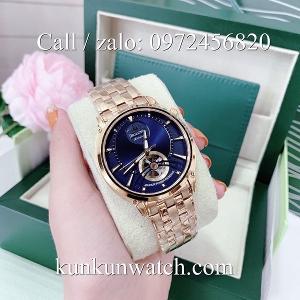 Đồng Hồ Nam Bulova 96A199 - Automatic - Dây Kim Loại ( Vàng Mặt Xanh ) -  41mm KUNKUN WATCH