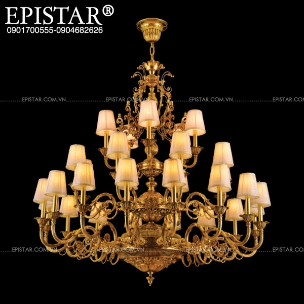 đèn đồng biệt thự, đèn lâu đài, đèn cổ điển mạ vàng, đèn đồng chuẩn, đèn đồng epistar.