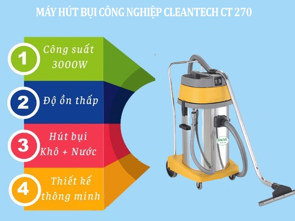 Máy hút bụi công nghiệp clean tech CT270