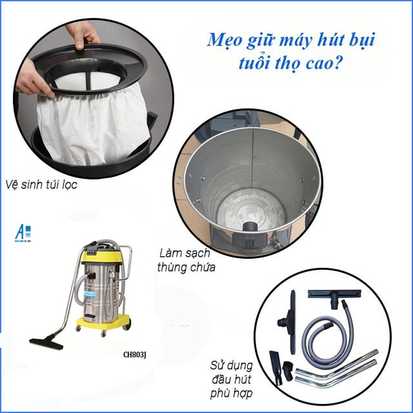 Chú ý khi sử dụng máy hút bụi công suất lớn SUPPER CLEAN CH803J 