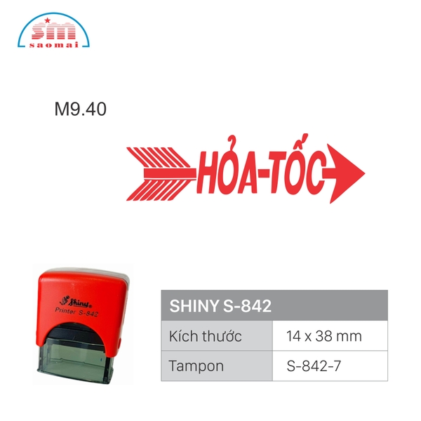 Dấu bưu điện Shiny S842 đỏ