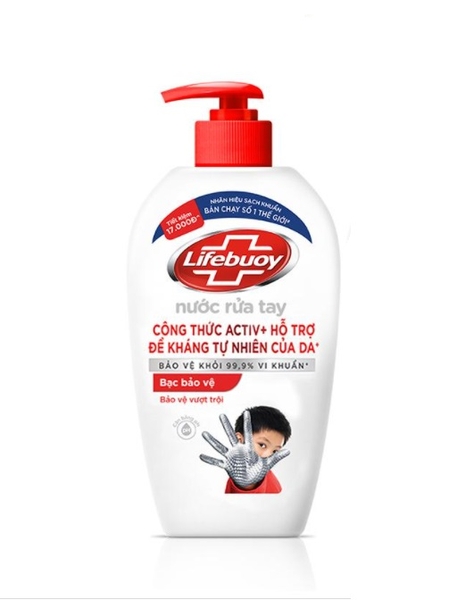 Nước rửa tay Lifebuoy 500g Bạc bảo vệ khỏi 99,9 % vi khuẩn (12)