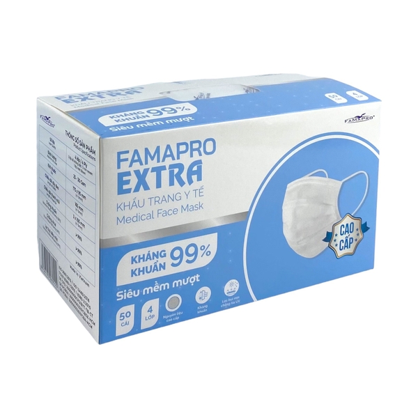 Khẩu trang y tế Famapro Extra trắng (50)