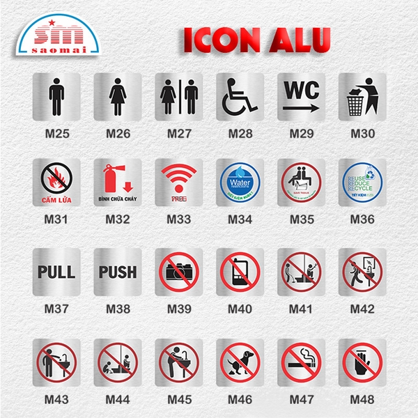 Icon Alu 95x95mm bạc xước