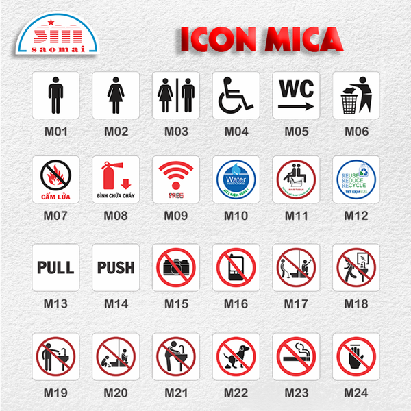 Icon mica 95x95mm trắng