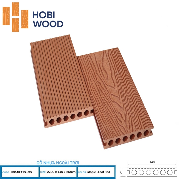 Sàn Gỗ Nhựa HOBIWOOD HB140 T25-3D Maple-Leaf Red