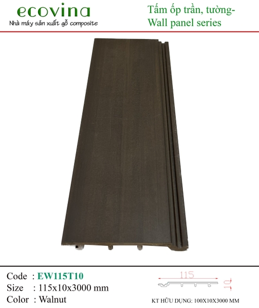 Tấm Ốp Phẳng Ecovina EW115T10 Walnut