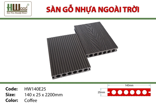 Sàn Gỗ Nhựa HWOOD HW140E25 Coffee