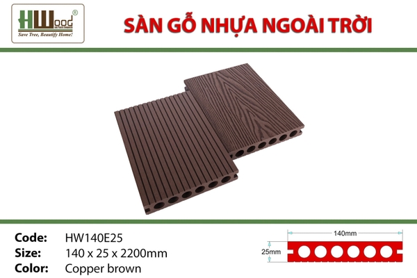 Sàn Gỗ Nhựa HWOOD HW140E25 Copper Brown