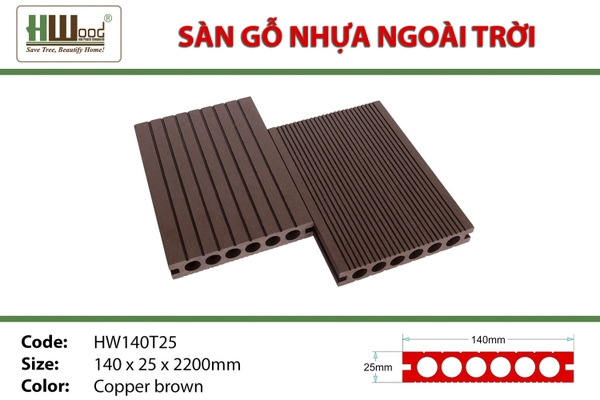 Sàn Gỗ Nhựa HWOOD HW140T25 Copper Brown