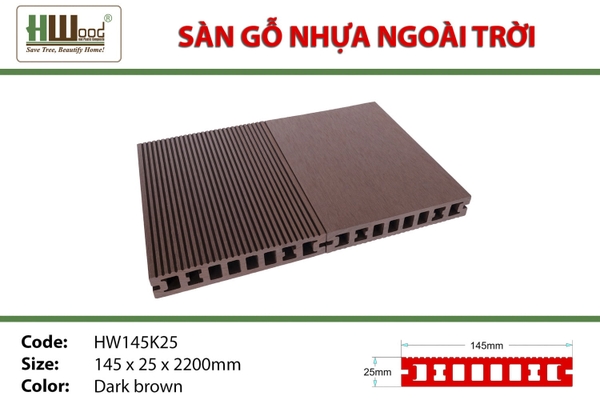 Sàn Gỗ Nhựa HWOOD HW145K25 Dark Brown