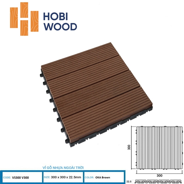 Vỉ Gỗ Nhựa HobiWood VS300V300 Oka Brown