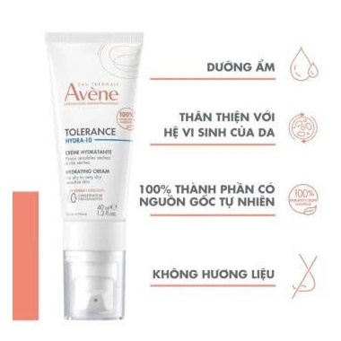 Sữa dưỡng ẩm Avene Tolerance Hydra 10 Hydrating Fluid 40ml - cho da nhạy cảm