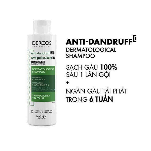 Dầu gội giảm gàu cho da đầu dầu ngứa Vichy Dercos Anti Dandruff DS Dermatological Shampoo 200ml