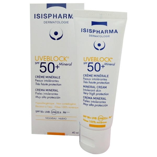 Kem chống nắng Isis Pharma UveBlock SPF50+ Mineral 40ml - dành cho da nhạy cảm