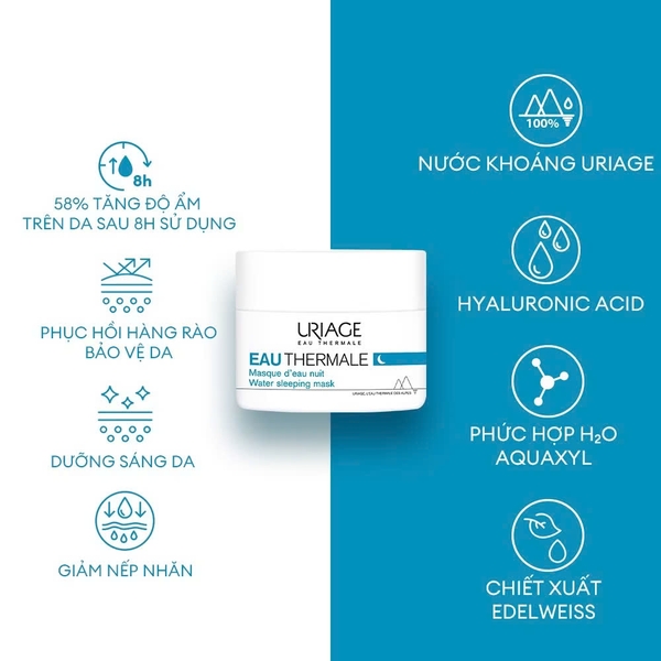 Mặt nạ dưỡng ẩm khoáng Uriage Eau Therma Masque D'eau Nuit 50ml