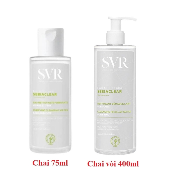 Nước tẩy trang SVR Sebiaclear Eau Micellaire 400ml - làm sạch bụi bẩn và dầu nhờn