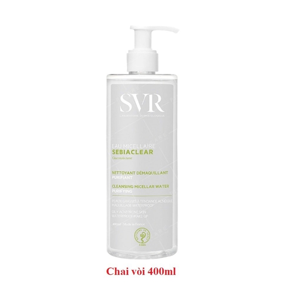 Nước tẩy trang SVR Sebiaclear Eau Micellaire 400ml - làm sạch bụi bẩn và dầu nhờn