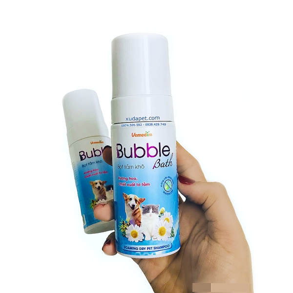 Bọt Tắm Khô Cho Chó Mèo BUBBLE BATH Hương Hoa, Chiết Xuất Tơ Tằm Khử Mùi, Làm Sạch Lông 120ml - SP005421