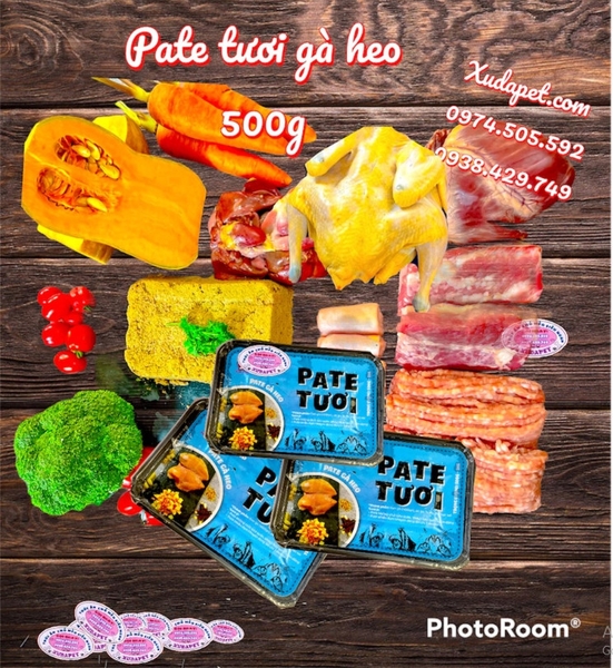 PATE TƯƠI GÀ THỊT HEO CHO CHÓ MÈO NGUYÊN CHẤT 100% HỘP 500G - SP005435