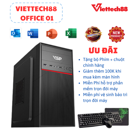 PC Viettech88 Office 01 ( Intel G6405 - i3 - i5/ Ram 8GB/ SSD 256GB)