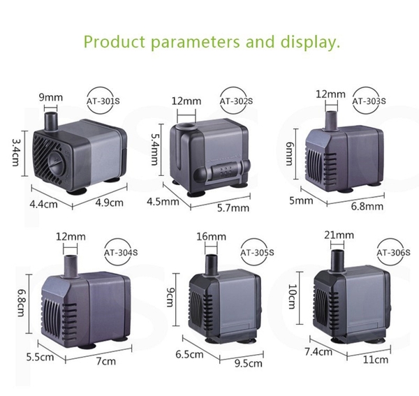 Máy bơm bể cá Atman 304s (8w-Hmax 1,.1m), tiết kiệm điện, độ bền cao