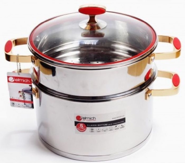 Nồi hấp elmich red velvet inox 5 đáy kích thước 24cm