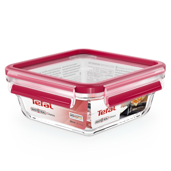 Hộp thủy tinh vuông Tefal Masterseal Glass N1041412 800ml Đỏ