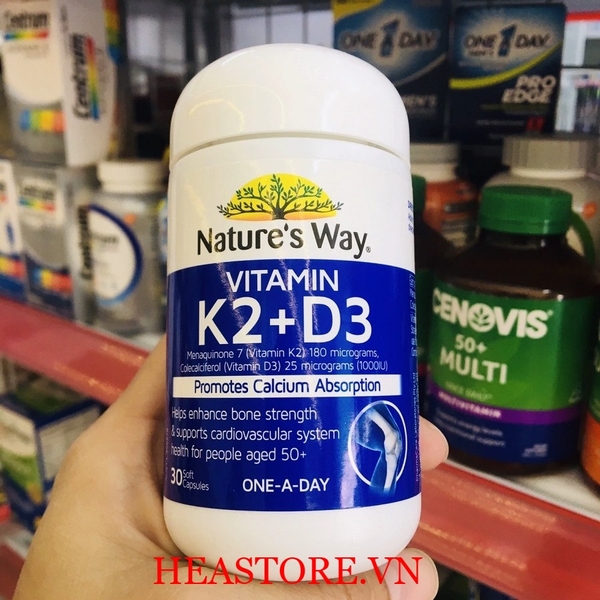 VIÊN UỐNG NATURE'S WAY BỔ SUNG VITAMIN K2 + D3 - 30 VIÊN | Hàng Xách Tay Giá Tốt HeaStore VIÊN UỐNG NATURE'S WAY BỔ SUNG VITAMIN K2 + D3 - 30 VIÊN | Hàng Xách Tay Giá Tốt HeaStore