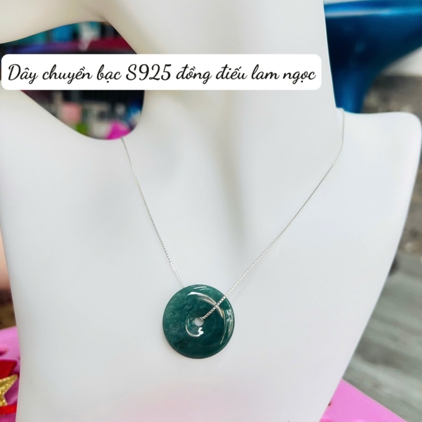 ĐỒNG ĐIẾU LAM NGỌC MIX DÂY BẠC S925