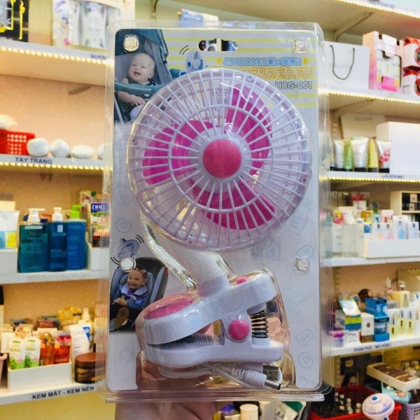 QUẠT KẸP XE ĐẨY TÍCH ĐIỆN ĐA NĂNG CHO BÉ NỘI ĐỊA NHẬT