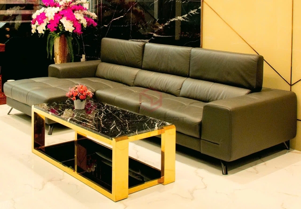 Bàn Trà Sofa Chữ Nhật Mặt Đá Đen Chân Inox Mạ Pvd Cao Cấp - BT69B