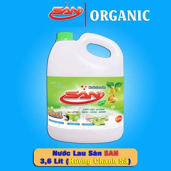 Nước lau sàn sinh học SAN hương Sả Chanh - 3,6 Lít