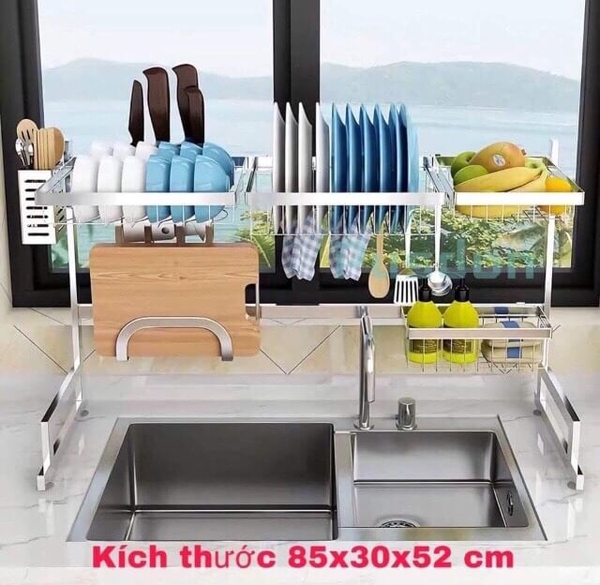 Kệ chén cao cấp inox 85x30x52cm