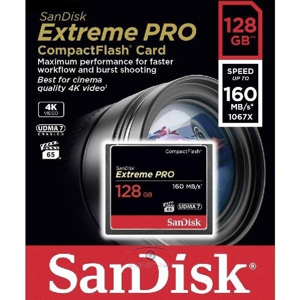 Thẻ nhớ CF Extreme Pro 128GB Sandisk VPG65 UDMA7, 160MB/s R, 150MB/s W SDCFXPS-128G-X46