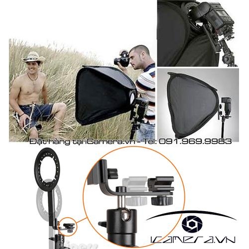 Softbox studio hộp tản sáng bộ kèm khớp khuỷu gài chân đứng 50x50 cm