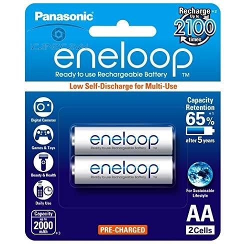 Pin sạc Eneloop AA 2000mAh vỉ 2 viên trắng BK-3MCCE/2BV chính hãng Panasonic