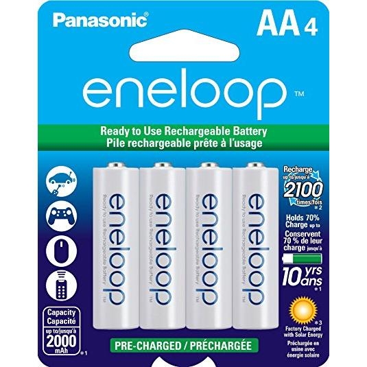 Pin Eneloop BK-3MCCE/4BV cỡ AA 2000mah vỉ 4 viên màu trắng chính hãng Panasonic