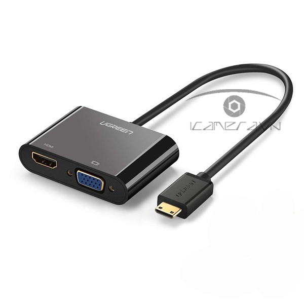 Cáp Mini HDMI To HDMI + VGA Ugreen 40385 Hỗ Trợ 4K, 3D, 1080p