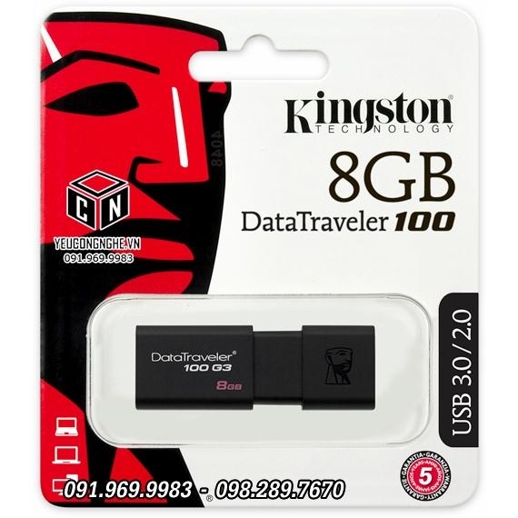 USB Kingston 8GB 3.0/2.0 chính hãng DataTraveler DT100G3