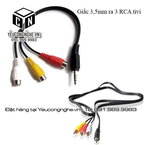 Giắc nối tín hiệu chuyển từ cổng 3.5mm máy tính ra 3RCA tivi