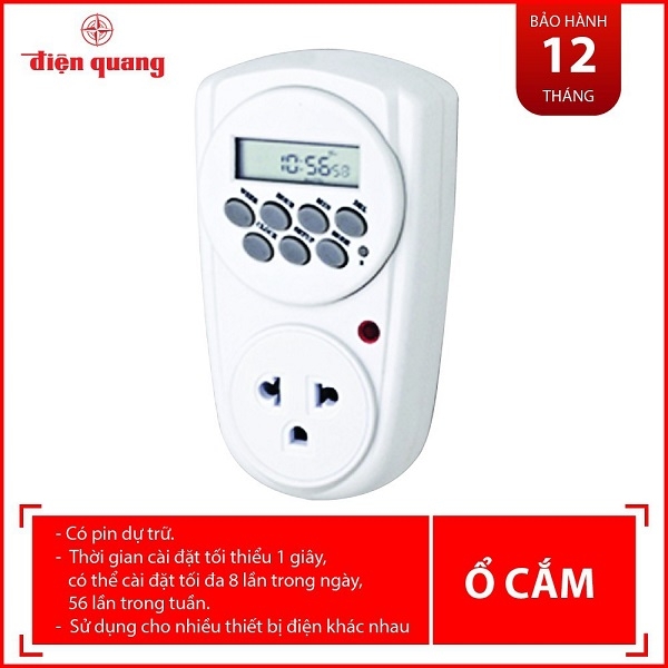 Ổ cắm hẹn giờ Điện Quang ĐQ ESK DT08 W 13