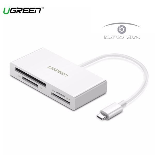 Đầu đọc thẻ USB Type C Ugreen 40444 (TF / SD 3.0 / CF / MS) cao cấp