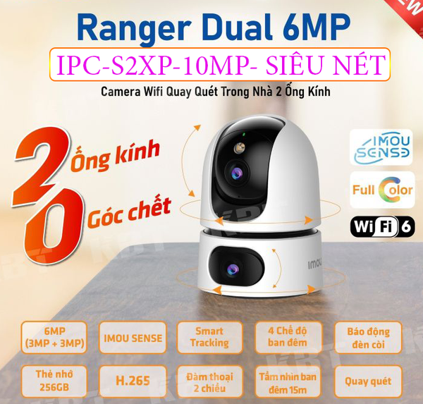 CAMERA 2 MẮT TRONG NHÀ IMOU RANGER DUAL 10MP IPC-S2XP-10M0WED