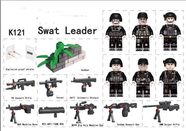 COMBO 6 Minifigures Lính Cảnh Sát Đặc Nhiệm Swat Cùng Trang Bị Hiện Đại K121 - Đồ Chơi Lắp Ráp Mini Army