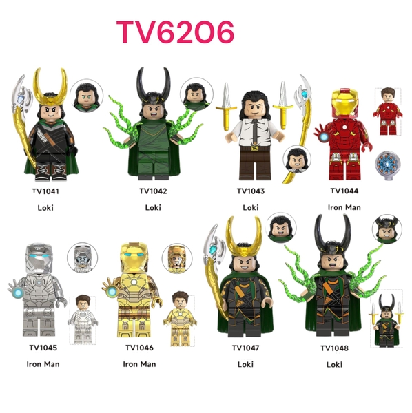 Mini Các Mẫu Nhân Vật Siêu Anh Hùng Loki Và Người Sắt Phiên Bản Mới TV6206 - Đồ Chơi Lắp Ráp Mô Hình Siêu Nhân