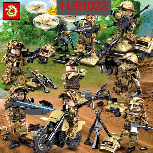COMBO 8 Lính Đặc Nhiệm Alpha Cùng Trang Bị Đầy Đủ HJ81022 - Đồ Chơi Lắp Ráp Mini Army