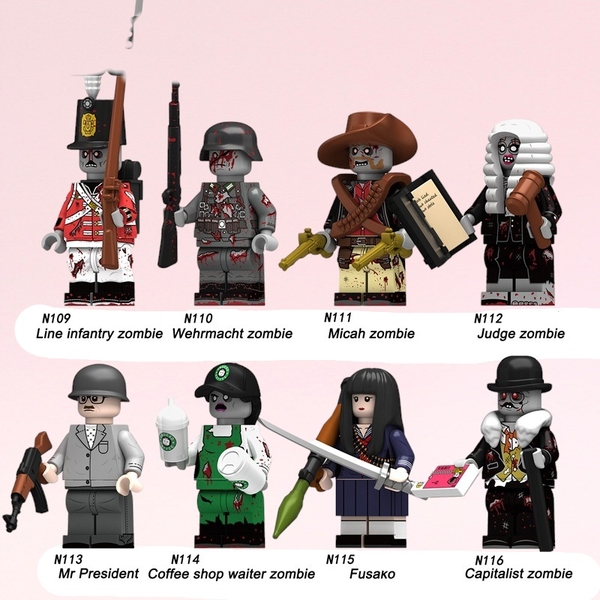 Đồ Chơi Lắp Ráp Mini Zombies Với Nhiều Kiểu Khác Nhau N109-116 - Mô Hình Nhân Vật Thây Ma Lính Đức Cao Bổi Thẩm Phán