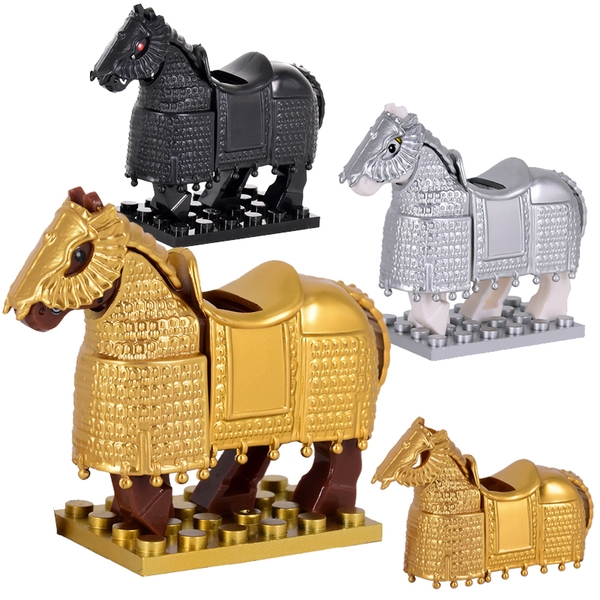Minifigures Lắp Ráp Ngựa Chiến Trung CổFull Giáp Được Mã Vàng Bạc G666 - Đồ Chơi Lắp Ghép Mini