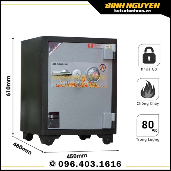 Két sắt việt tiệp chống cháy KVT61 khóa cơ